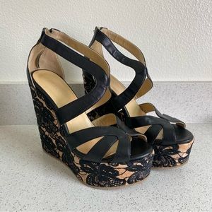 Jimmy Choo Parrow Nappa Leather Lace Wedge